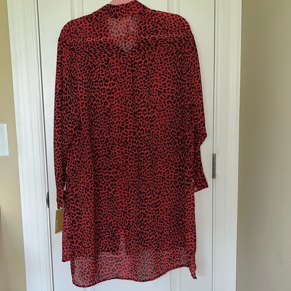 🆕 Michael Kors Women’s Animal Print Sheer Swimsuit Cover Up Sea Coral Sz Small - Picture 8 of 10